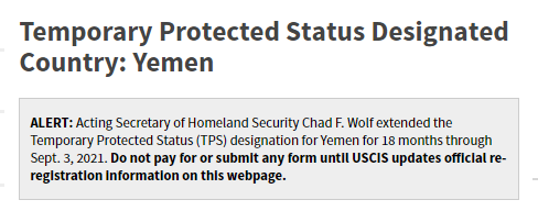 Yemen TPS Announcment Graphic