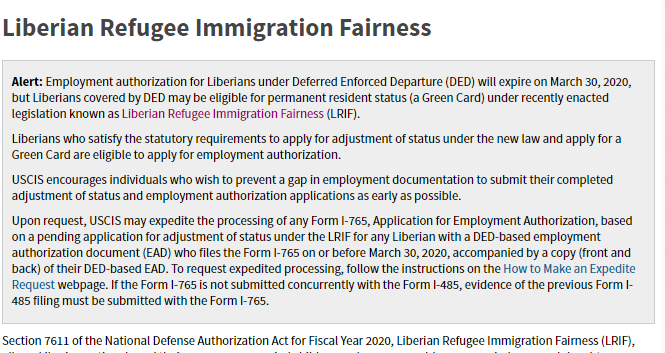 Screen Shot of Liberian Information